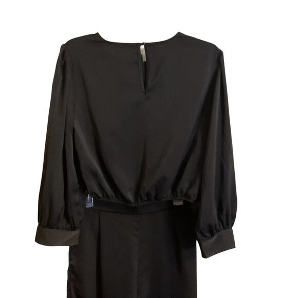 Pretty Garden 2pc Set Size M Crop Satin Soft Top Black Wide Leg Pants High Waist - Picture 10 of 15